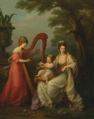 Portrait de groupe de Lady Elizabeth Smith, comtesse Stanley de Derby, avec son fils en bas âge, Edward, futur 13e comte de Derby, et sa demi-sœur, Lady Augusta Campbell - Angelica Kauffman — artwork view