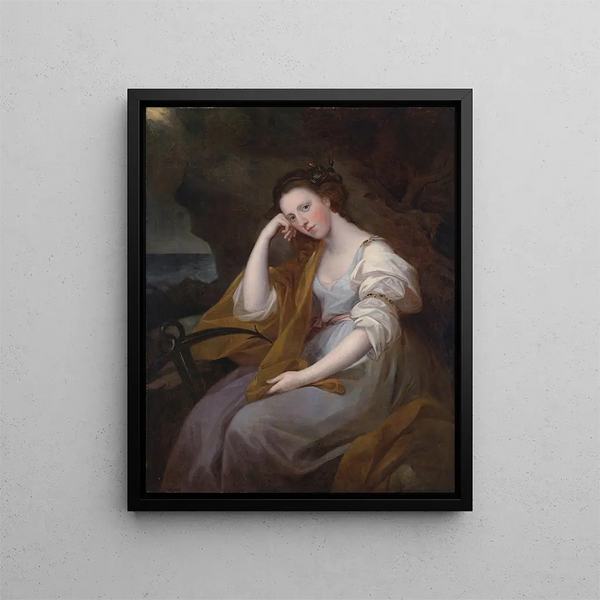 Portrait of Lady Louisa Leveson Gower as the goddess Spes of hope - Angelica Kauffman — framed artwork on a wall