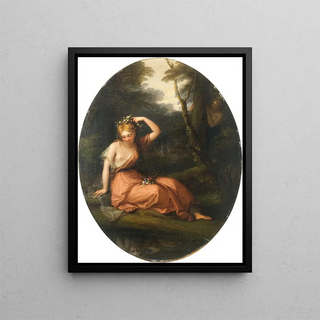 Silvia decorating herself with flowers under the observation of Daphne - Angelica Kauffman — framed artwork on a wall