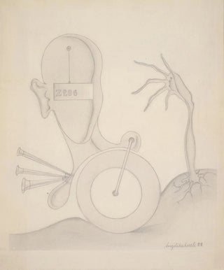 Head with signal flag and automatic horn - Angelika Hoerle — artwork view