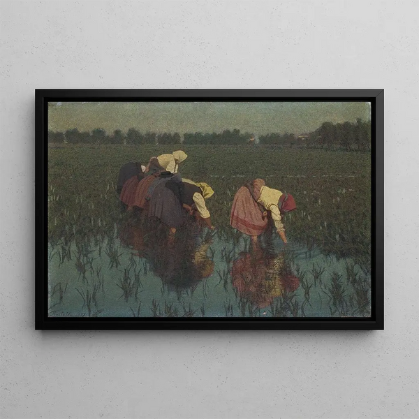 Les rizières - Angelo Morbelli — framed artwork on a wall