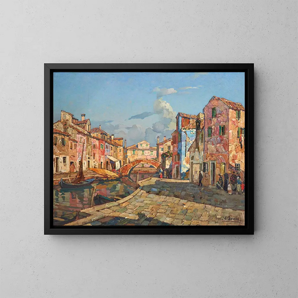 A view of Burano - Angelo Pavan — framed artwork on a wall