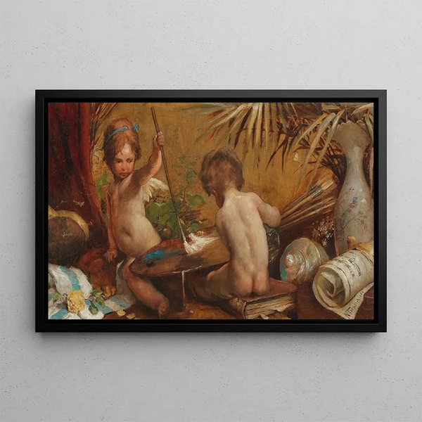 Allegory of Painting - Angelo Trentin — framed artwork on a wall