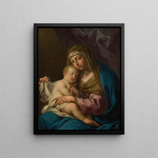 Virgin and Child Jesus sleeping - Angelo Trevisani — framed artwork on a wall