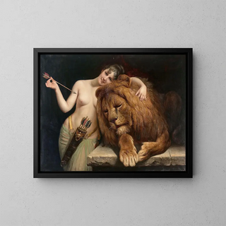 Diane et un lion - Angelo von Courten — framed artwork on a wall