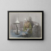 Old woman in the light of lamps - Angilbert Göbel — framed artwork on a wall
