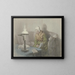 Old woman in lamplight - Angilbert Göbel — framed artwork on a wall