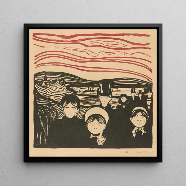 Anxiety - Edvard Munch — framed artwork on a wall