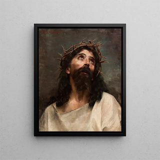Head of Christ - Aniela Biernacka Poraj — framed artwork on a wall