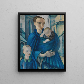Blue Woman Painting - Anita Re — framed artwork on a wall