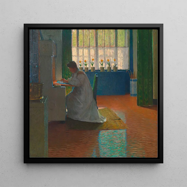Anna Moll at the secretary - Carl Moll — framed artwork on a wall