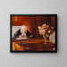 Ane Hedvig Brndum sitting at her desk in the red living room - Anna Ancher — framed artwork on a wall