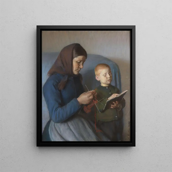 La leçon est revue - Anna Ancher — framed artwork on a wall