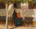 Woman of Skagen with little Helga Ancher in front of a lime-washed house under the sun - Anna Ancher — artwork view