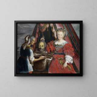 Judith with the head of Holofernes - Anna Barbara Abesch — framed artwork on a wall