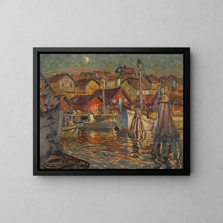 Study of a fishing port in Northern Norway - Anna Boberg — framed artwork on a wall