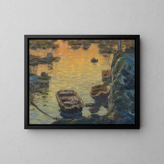 A Spring Night During the Fishing Season - Anna Boberg — framed artwork on a wall