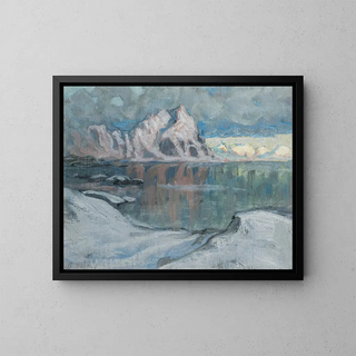 Bateaux entre les montagnes, étude des Lofoten - Anna Boberg — framed artwork on a wall