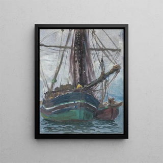 Study of the fog rising from the sea at Lofoten - Anna Boberg — framed artwork on a wall