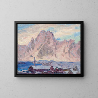 Study of the Lofoten in violet - Anna Boberg — framed artwork on a wall