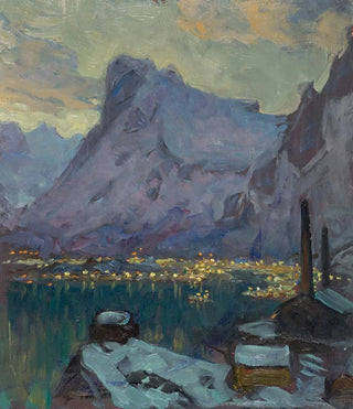 Study of the port of Svolvær at the height of the fishing season from the Lofoten - Anna Boberg — artwork view