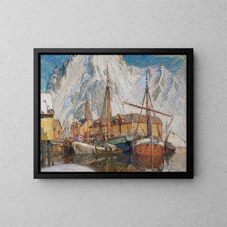 The Port of Svolvaer, Lofoten - Anna Boberg — framed artwork on a wall