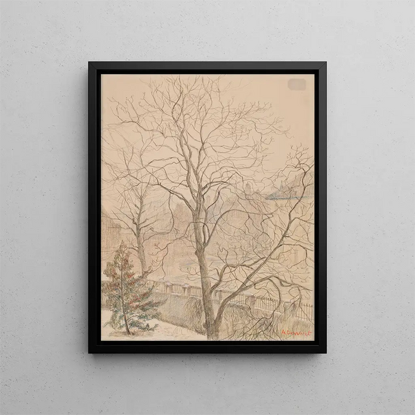 Noyer dans la brume - Anna De Weert — framed artwork on a wall
