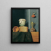 Still life with kitchen utensils, onion and kohlrabi - Anna Maria Punz — framed artwork on a wall