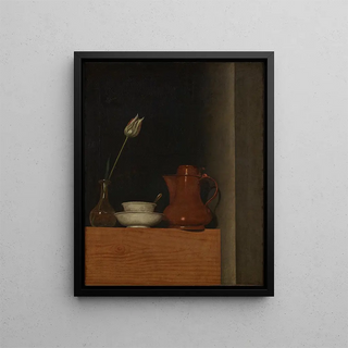 Nature morte avec cruche et tulipe - Anna Maria Punz — framed artwork on a wall