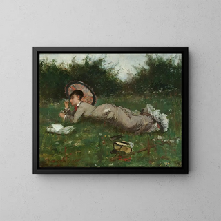 A Girl in a Meadow - Anna Nordgren — framed artwork on a wall