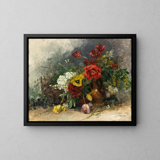 Still life with flowers - Anna Peters — framed artwork on a wall