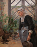 Breton girl caring for plants in the greenhouse - Anna Petersen — artwork view