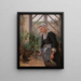 Breton girl caring for plants in the greenhouse - Anna Petersen — framed artwork on a wall
