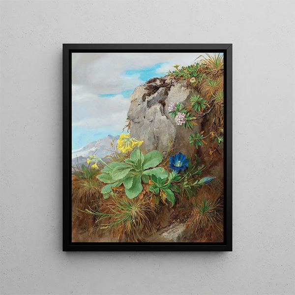 Alpine Flowers Painting - Anna Stainer-Knittel — framed artwork on a wall