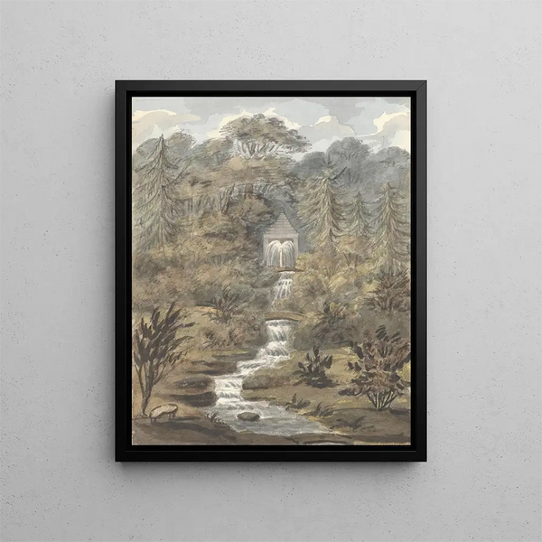 Temple and Sezincote Falls - Anne Rushout — framed artwork on a wall