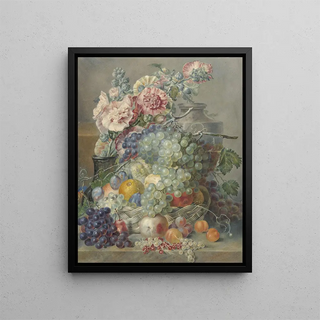 Still life with fruits and flowers - Annette Reijerman — framed artwork on a wall