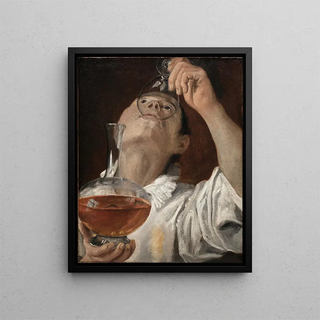 Boy drinking - Annibale Carracci — framed artwork on a wall
