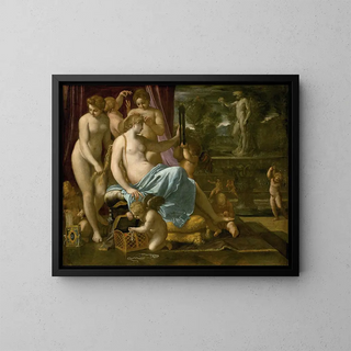 Venus adorned by the Graces - Annibale Carracci — framed artwork on a wall