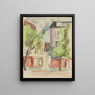 Place du village - Anny Dollschein — framed artwork on a wall