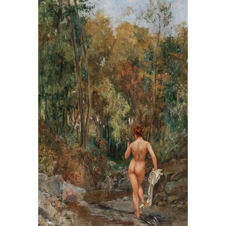 A beauty near a stream in a forest Allegory of vanity - Anonymous — artwork view