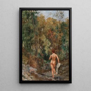 A beauty near a stream in a forest Allegory of vanity - Anonymous — framed artwork on a wall