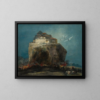 A city on a rock - Anonymous — framed artwork on a wall