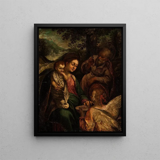 A stop during the flight into Egypt - Anonymous — framed artwork on a wall