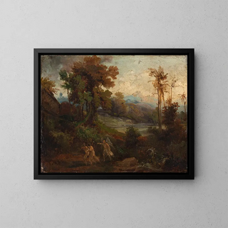Adam and Eve expelled from Paradise - Anonymous — framed artwork on a wall