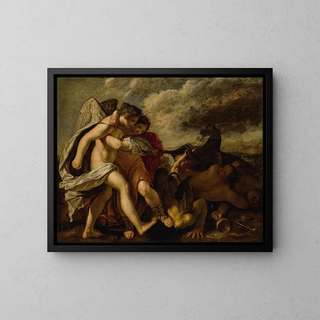Allegory of the virtues over vice - Anonymous — framed artwork on a wall