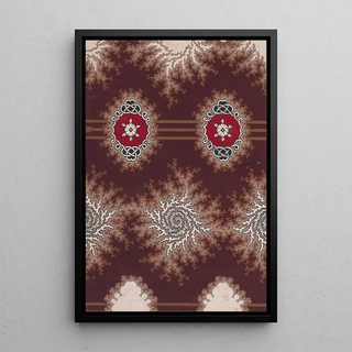 Horizontal garland branches with abstract scrolls and rosettes flanked by stylized leaves and framed by an interlaced ornamental pattern - Anonymous — framed artwork on a wall