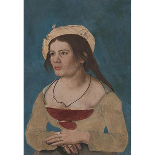 Portrait of a young woman with a red bodice - Anonymous — artwork view