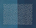 Leaf with light blue and dark blue halves with a hollow hexagonal pattern - Anonymous — artwork view