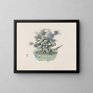 Bonsaï Kabenzu Painting Pl18 - Anonymous — framed artwork on a wall