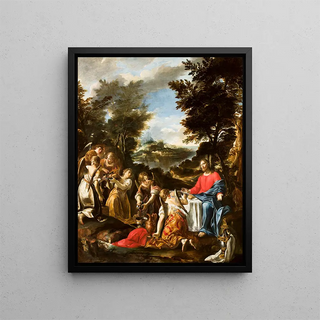 The Christ served by angels - Anonymous — framed artwork on a wall